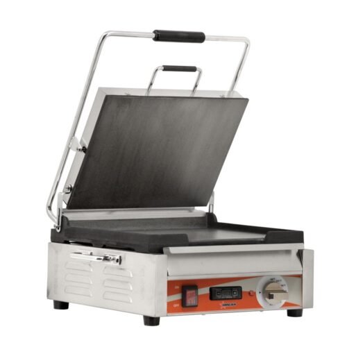 Single Panini Grill With Smooth Plates And Timer Cooking Surface 1