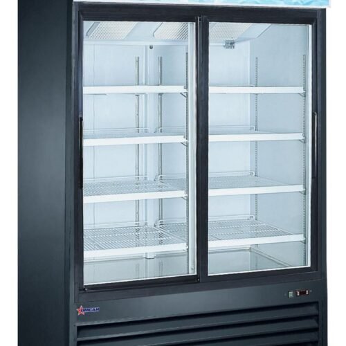 53-inch 2-Door Sliding Glass Door Refrigerator, 45 cu.ft capacity- Black
