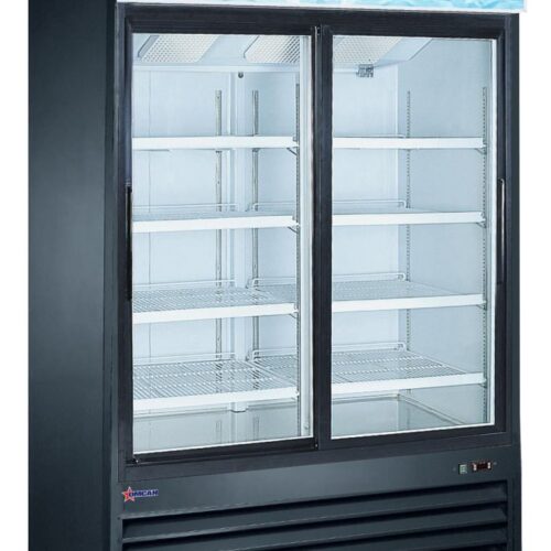 Réfrigérateur de 53 po à 2 portes vitrées coulissantes, capacité de 45 pi³ – noir