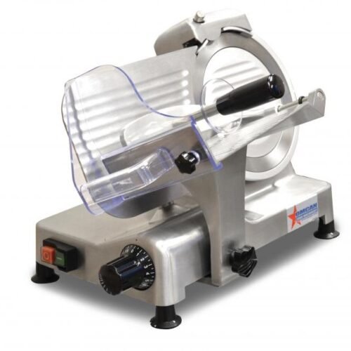 Omcan 8″ Belt-Driven Manual Meat Slicer – 0.2 HP, 110 V