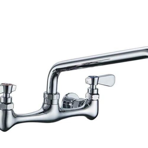 8 Inch Center Wall Mount Kitchen Sink Faucet with 12" swivel Spout