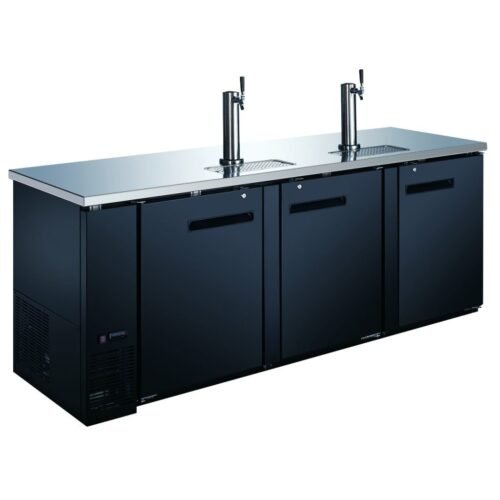 90″ Triple Solid Doors Kegerator / Beer Dispenser with 2 Taps – 32 cu.ft. Capaci