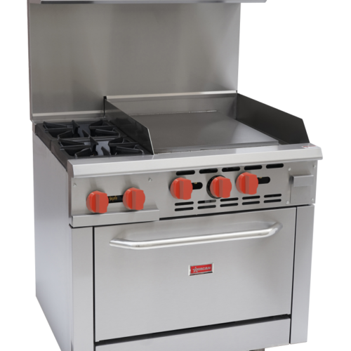 36″ Commercial Gas Range with Burners, Griddle and Standard Oven – Natural Gas