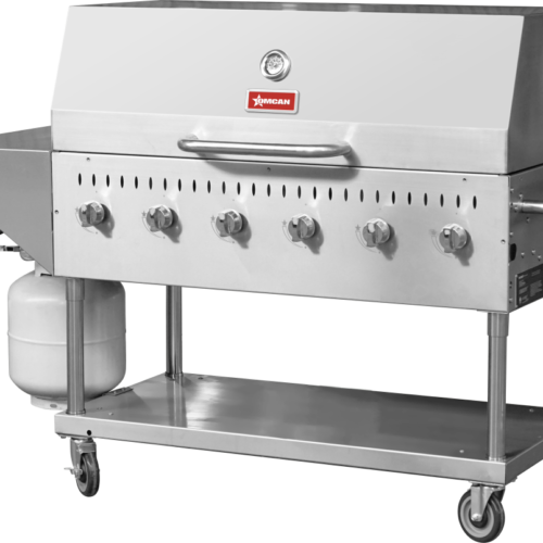 Stainless Steel Propane Outdoor BBQ Grill, 6 Burners, 96000BTU, Top And Side She
