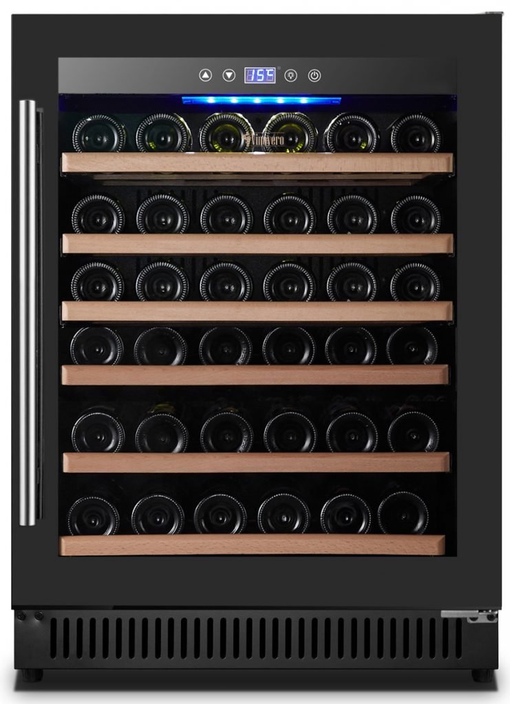 Vinovero Single Zone Wine Cooler, Black, Full Glass Door – Image 2
