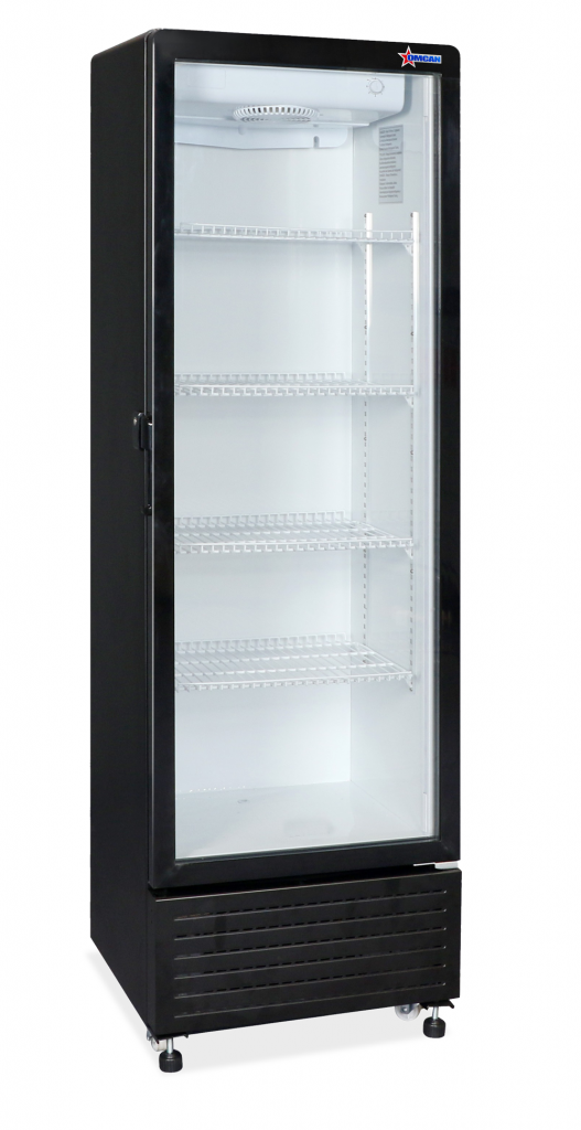23″ Single Glass Door Black Refrigerator with 10.7cu.ft. / 285L Capacity – 110V,