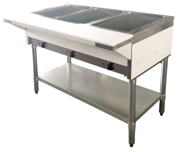 Gas Open Well Steam Table with Cutting Board and Undershelf – Image 2