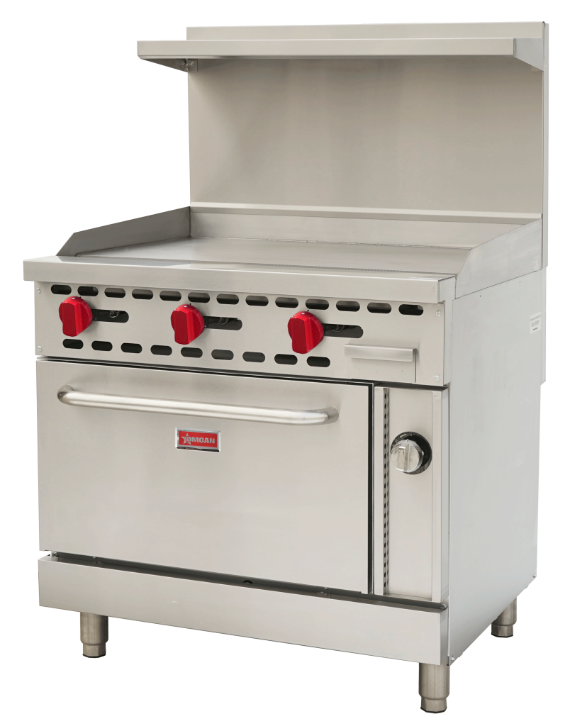36″ Commercial Gas Range with 36″ Griddle and Standard Oven 93,000 BTU – Natural