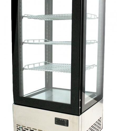 17” Countertop Refrigerated Showcase with Four Sided Glass and Stainless Steel B