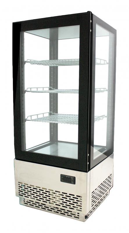 17” Countertop Refrigerated Showcase with Four Sided Glass and Stainless Steel B