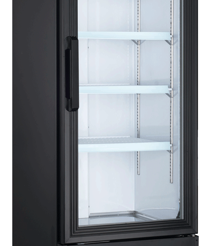 22-inch Single Door Swing Glass Door Refrigerator with 9.1 cu.ft. capacity – Bla