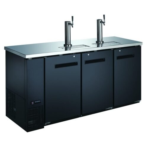 73″ Triple Solid Doors Kegerator / Beer Dispenser with 2 Taps – 19.6 cu.ft. Capa