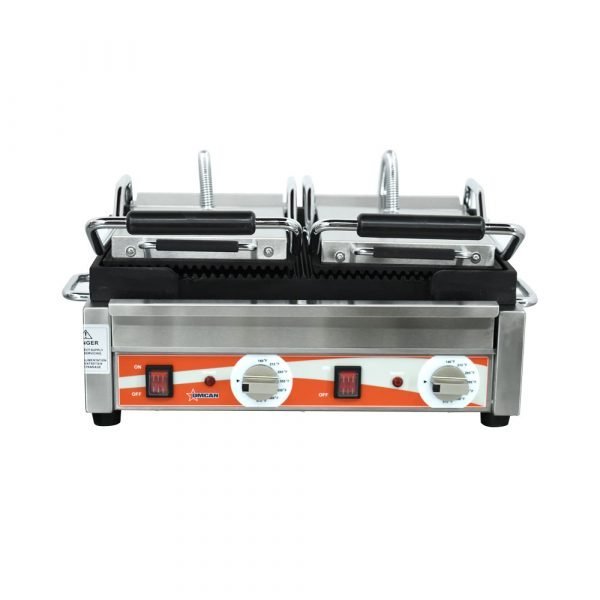 Double Panini Grill with Grooved Plates – 10″ x 18″ Cooking Surface – 220V, 3200 – Image 2