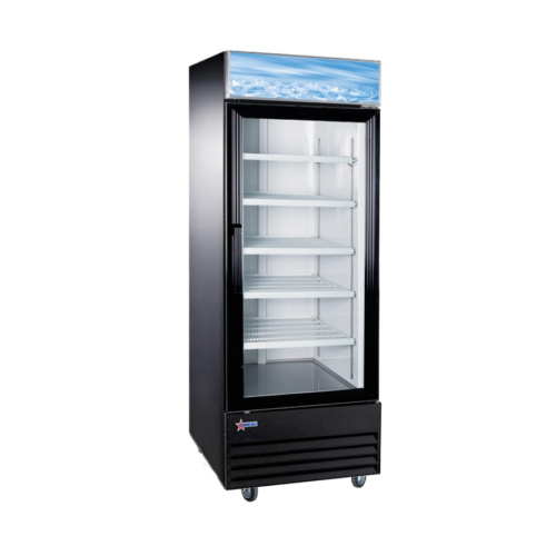 28″ Single Door Glass Refrigerator Black 23 cu.ft. (648 L)