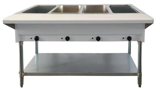 Open Well Electric Steam Table with Cutting Board and Adjustable Undershelf