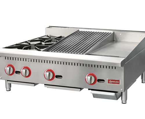 36″ Countertop Gas Combination Hot Plate, Charbroiler and Griddle Combo- 115,000