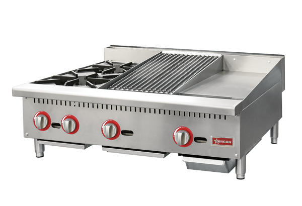36″ Countertop Gas Combination Hot Plate, Charbroiler and Griddle Combo- 115,000