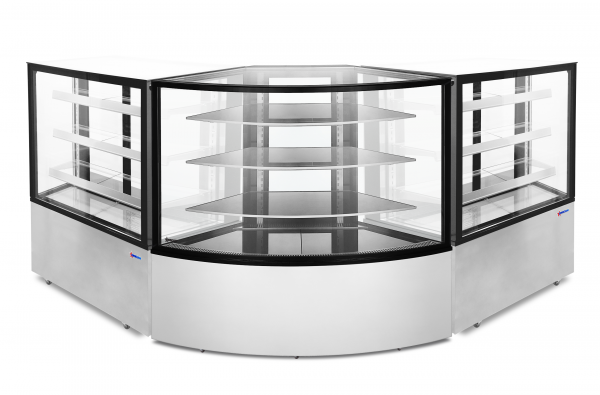 59″ Refrigerated Corner Floor Glass Display Case 16.8 cu.ft / 475 L Capacity - Image 2