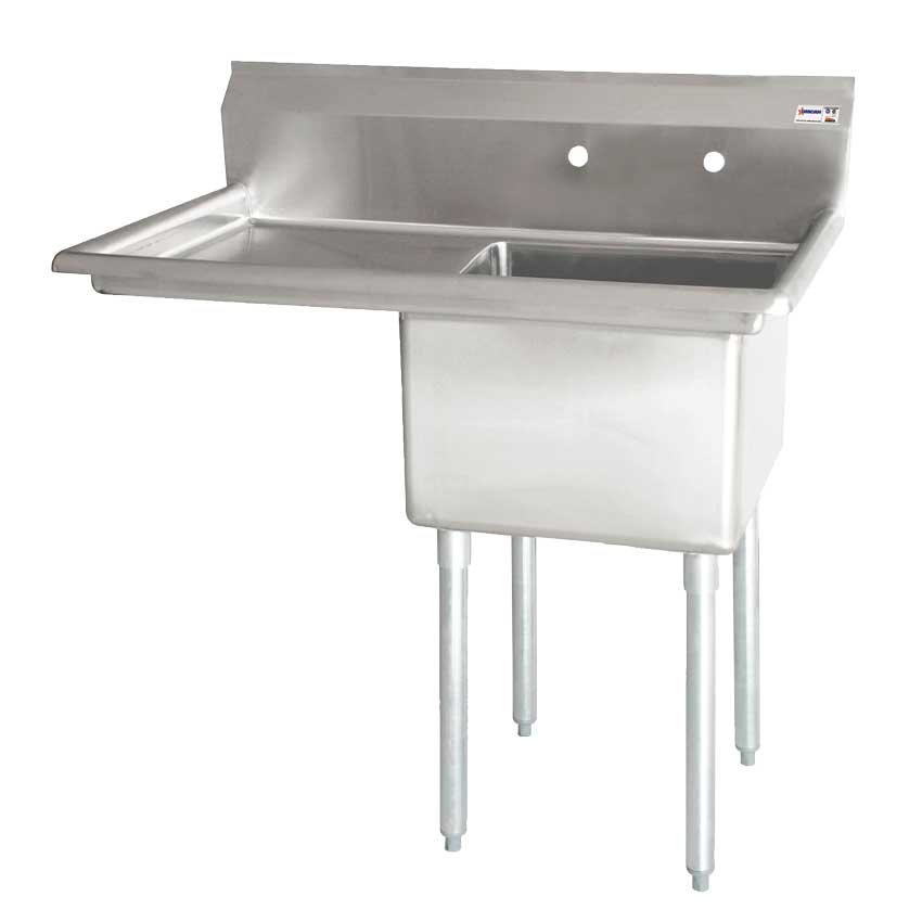 18-Gauge Stainless Steel One Tub Sink with 1.8″ Corner Drain and Left Drainboard – Image 3