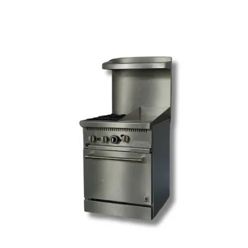 Gas Range with Built-In Convection Oven 24"w/12" Griddle top with 2 Open Burners