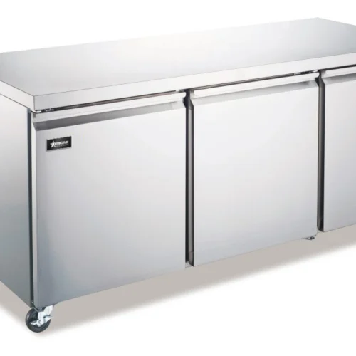 Réfrigérateur sous-comptoir de 72 po, 3 portes, acier inoxydable, capacité de 15,5 pi³ (440 L)