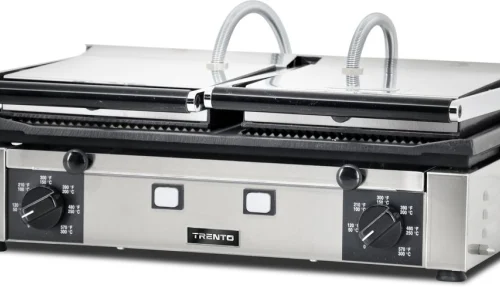 Gril à panini double Série Elite de 10 x 19 po avec surfaces de cuisson rainurées dessus et dessous
