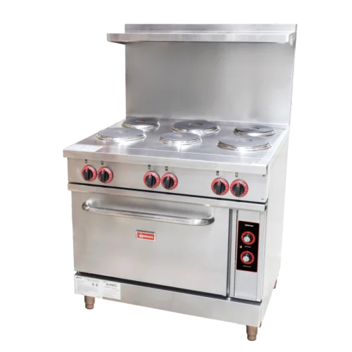 Cuisinière électrique commerciale de 36 po à 6 brûleurs et four standard – 208 V, 18 kW