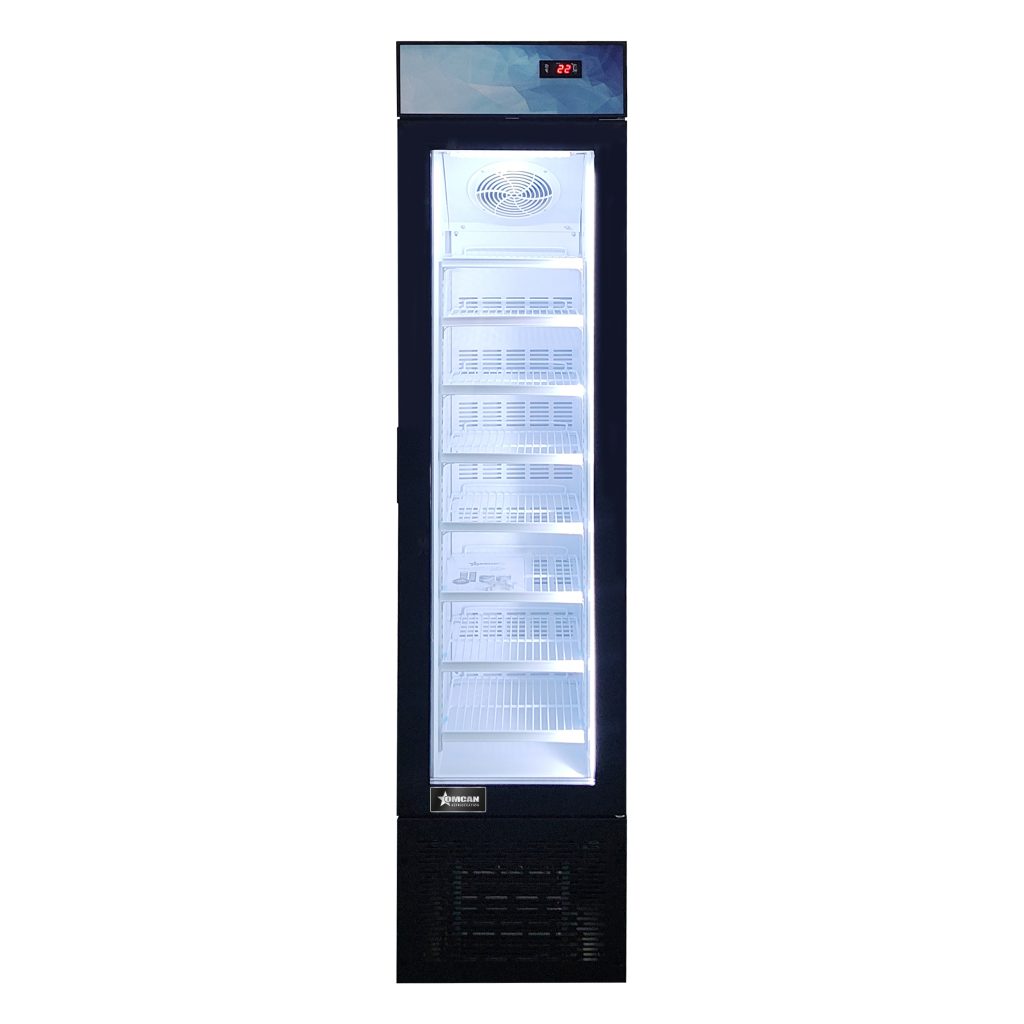 17” Slim Glass-Door Black Display Freezer with 3.7 cu.ft. (105L) Capacity and To