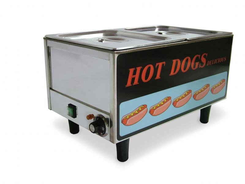 Stainless Steel Hotdog Steamer and Bun Warmer, 30 Buns and 50 Hotdogs Capacity –
