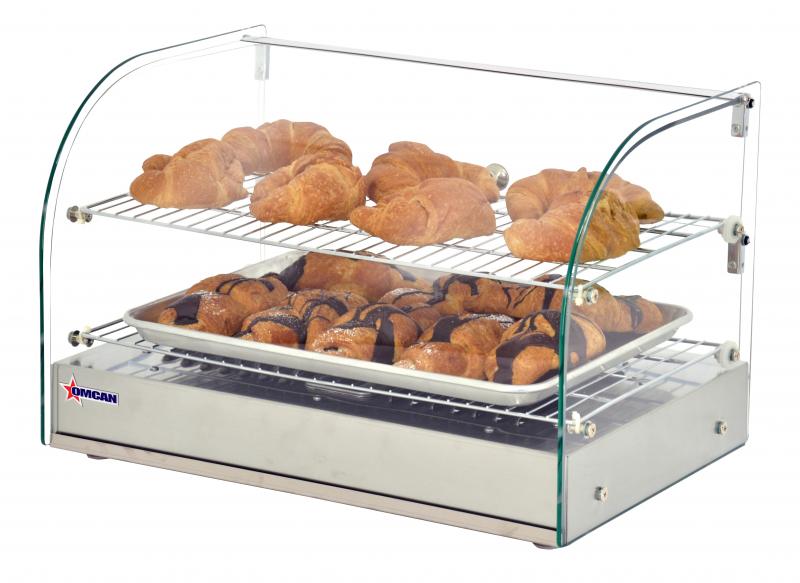 22" Countertop Display Warmer with Front Curved Glass and 2 Rear Hinged Doors