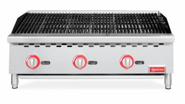 36″ Radiant Gas Charbroiler, 3 burners, 105000 BTU