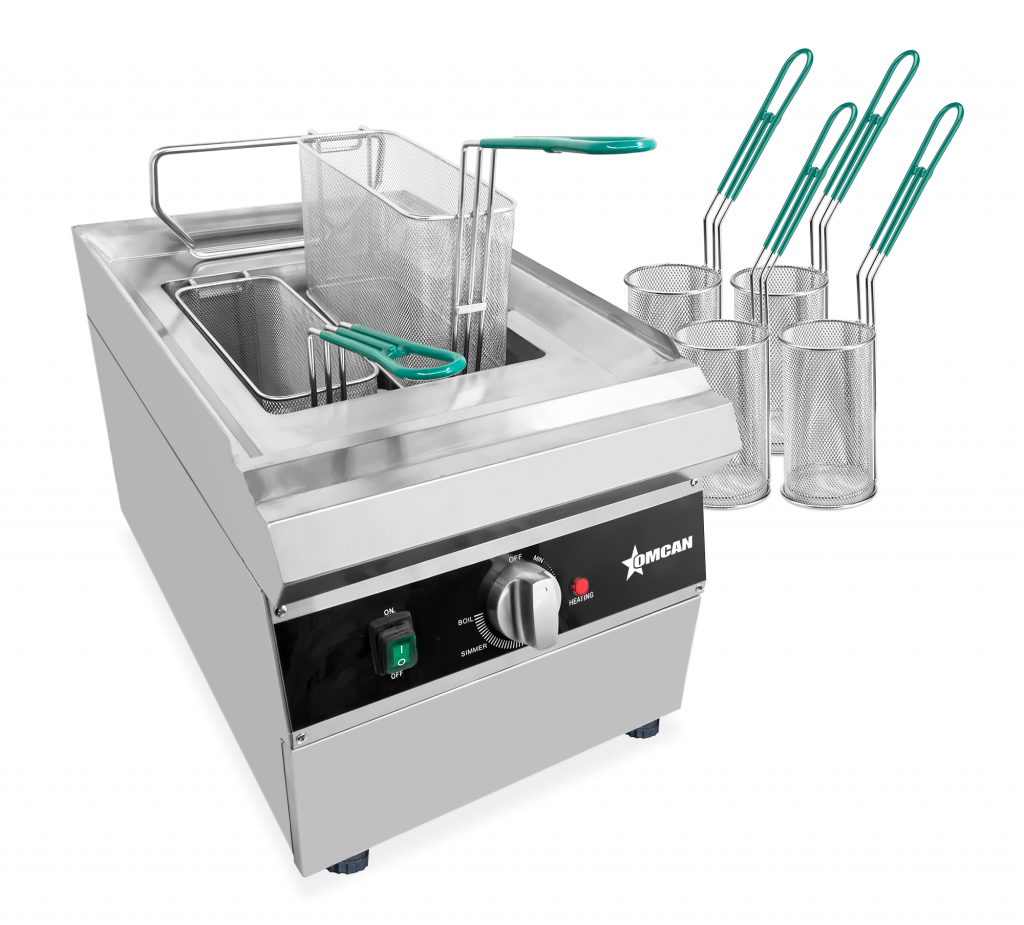 2.4 Gallon (9 Liter) Electric Single Tank Pasta Cooker with 4 Round Baskets, 2 R