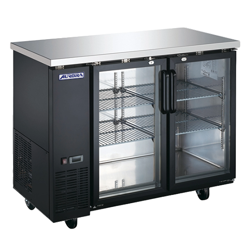 Aurora 49″ Black Back Bar Cooler, 2 Glass Doors, 11.2 cu.ft. (318 L) Capacity wi