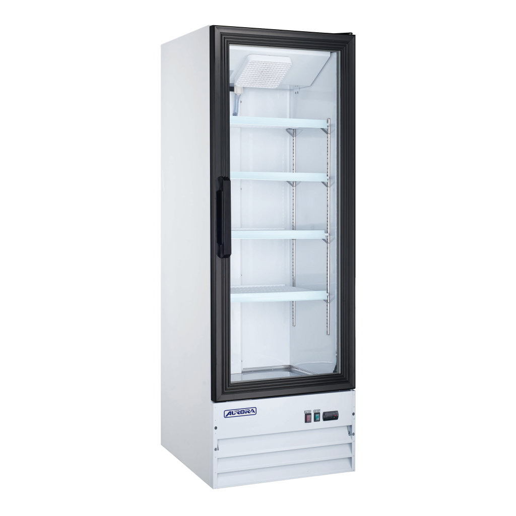 Aurora 22″ White Display Refrigerator, 1 Glass Door, 8.5 cu.ft. (240 L) Capacity