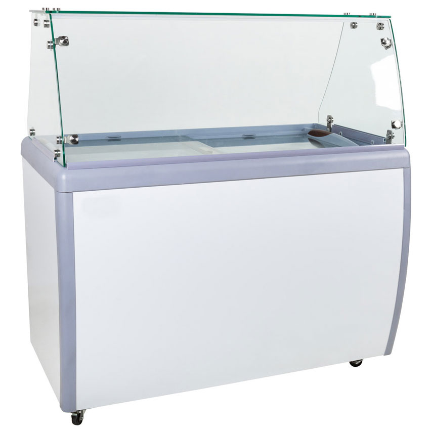 50-inch Ice Cream Dipping Freezer with Flat Sneeze Guard