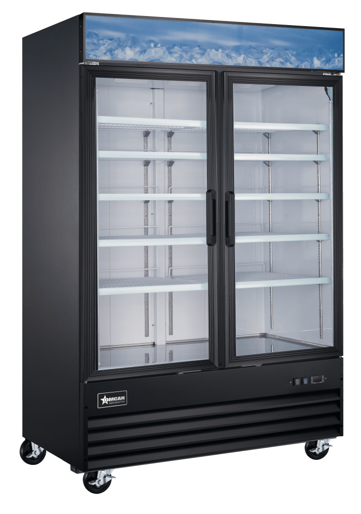 53” Black Display Freezer, 2-Glass Door, 45cu.ft. (1270L) Capacity – 110V, 1,000