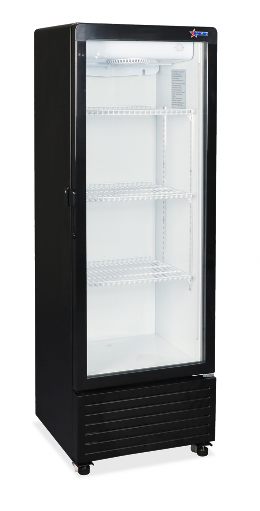 16.5″ Single Glass Door Black Refrigerated Showcase with 5cu.ft. / 140L Capacity
